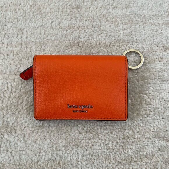 Kate Spade Sylvia Keychain Orange Mini Wallet Cardholder - Picture 1 of 9